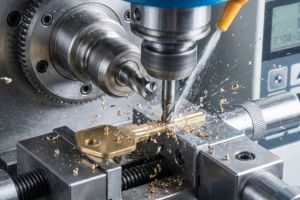 Αντιγραφή κλειδιού σε μηχάνημα κοπής με ακρίβεια για δημιουργία νέου κλειδιού ασφαλείας.